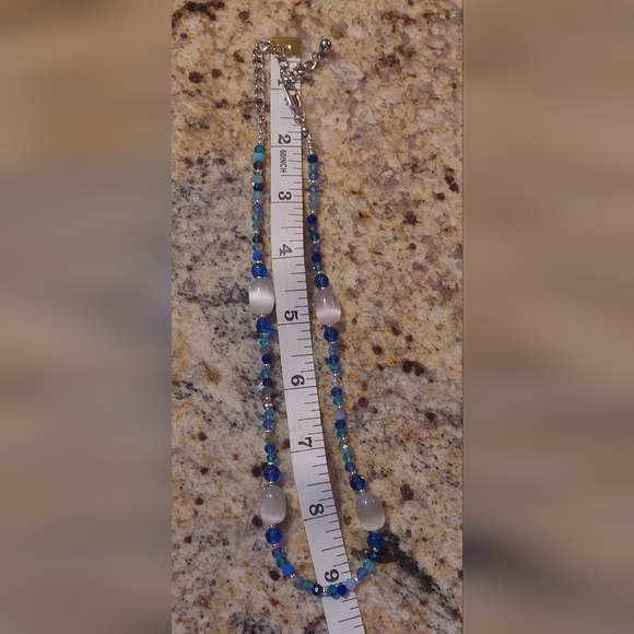 Blue Czech beads with white agate quarts beads - Picture 5 of 5